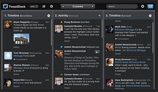 Панель соціальних медіа TweetDeck